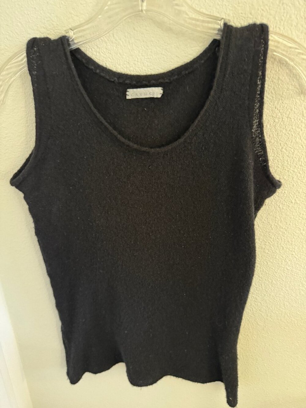 Casmari Black Cashmere Nubby Knit Tank; Size 2
